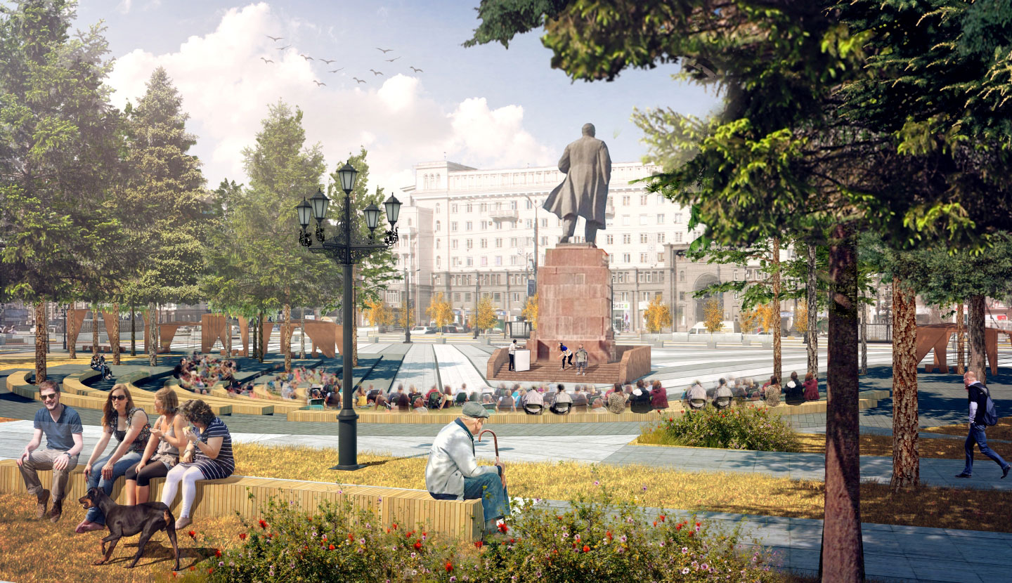 Площадь революции и Театральная площадь в Челябинске